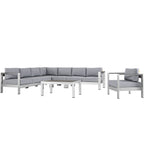 Modway EEI-2562 Shore 7 Piece Outdoor Patio Aluminum Sectional Sofa Set