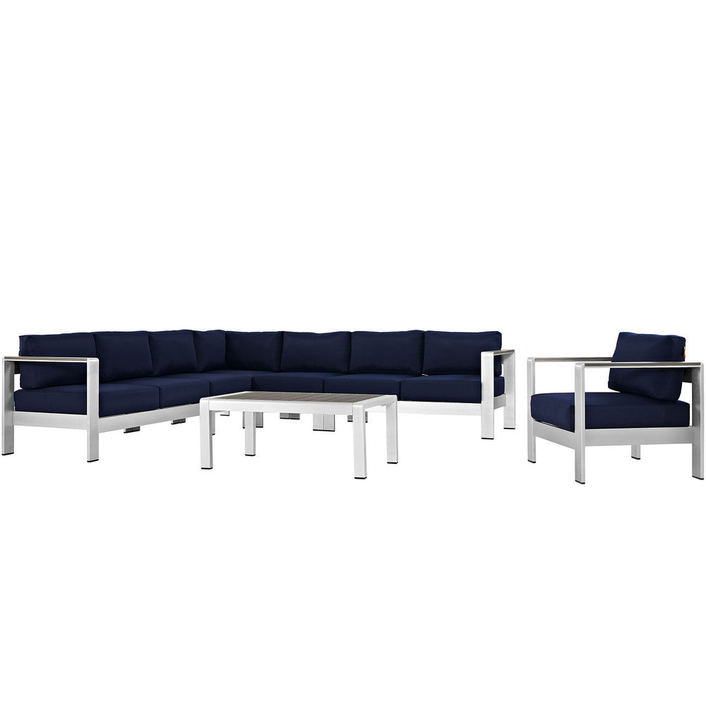 Modway EEI-2562 Shore 7 Piece Outdoor Patio Aluminum Sectional Sofa Set