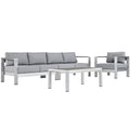 Modway EEI-2563 Shore 4 Piece Outdoor Patio Aluminum Sectional Sofa Set