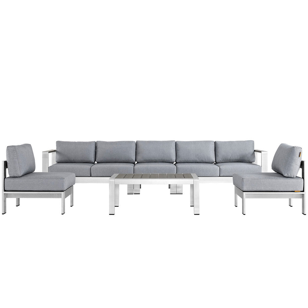 Modway EEI-2565 Shore 6 Piece Outdoor Patio Aluminum Sectional Sofa Set
