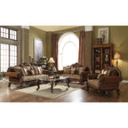 ACME 50655 Jardena Sofa with 6 Pillows, Fabric & Cherry Oak