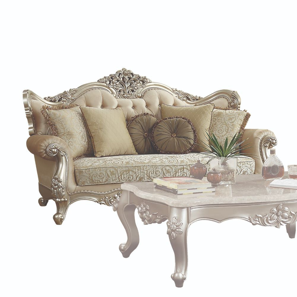 ACME 50660 Bently Sofa with 7 Pillows, Fabric & Champagne