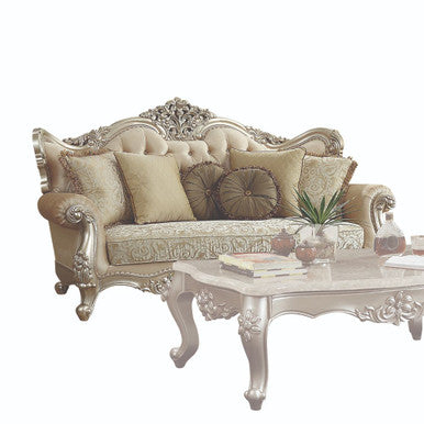 ACME 50660 Bently Sofa with 7 Pillows, Fabric & Champagne