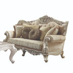 ACME 50661 Bently Loveseat with 5 Pillows, Fabric & Champagne
