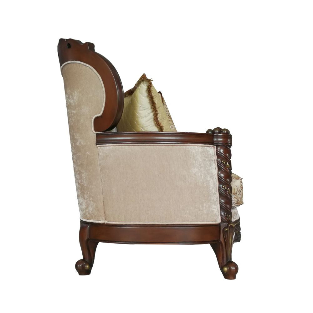 ACME 50685 Devayne Sofa with 6 Pillows, Fabric & Dark Walnut