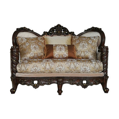 ACME 50686 Devayne Loveseat with 4 Pillows, Fabric & Dark Walnut