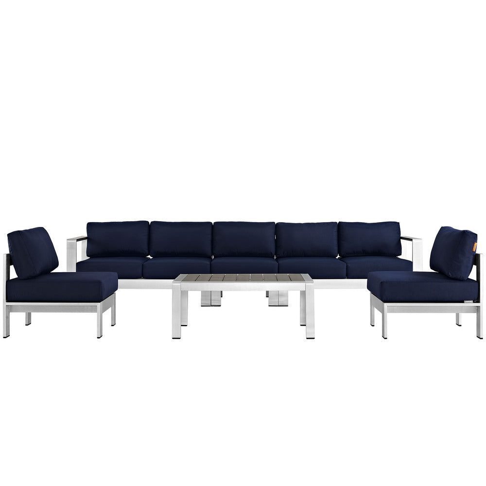 Modway EEI-2565 Shore 6 Piece Outdoor Patio Aluminum Sectional Sofa Set