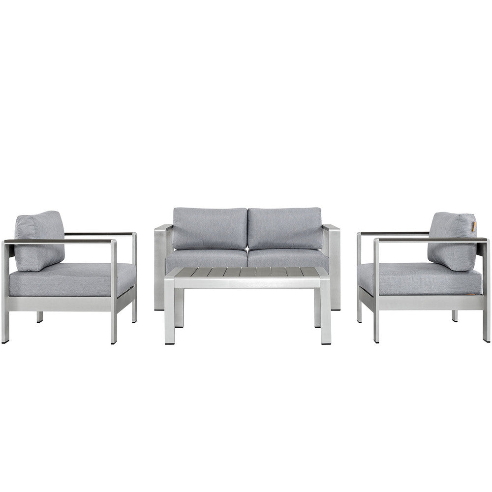 Modway EEI-2567 Shore 4 Piece Outdoor Patio Aluminum Sectional Sofa Set
