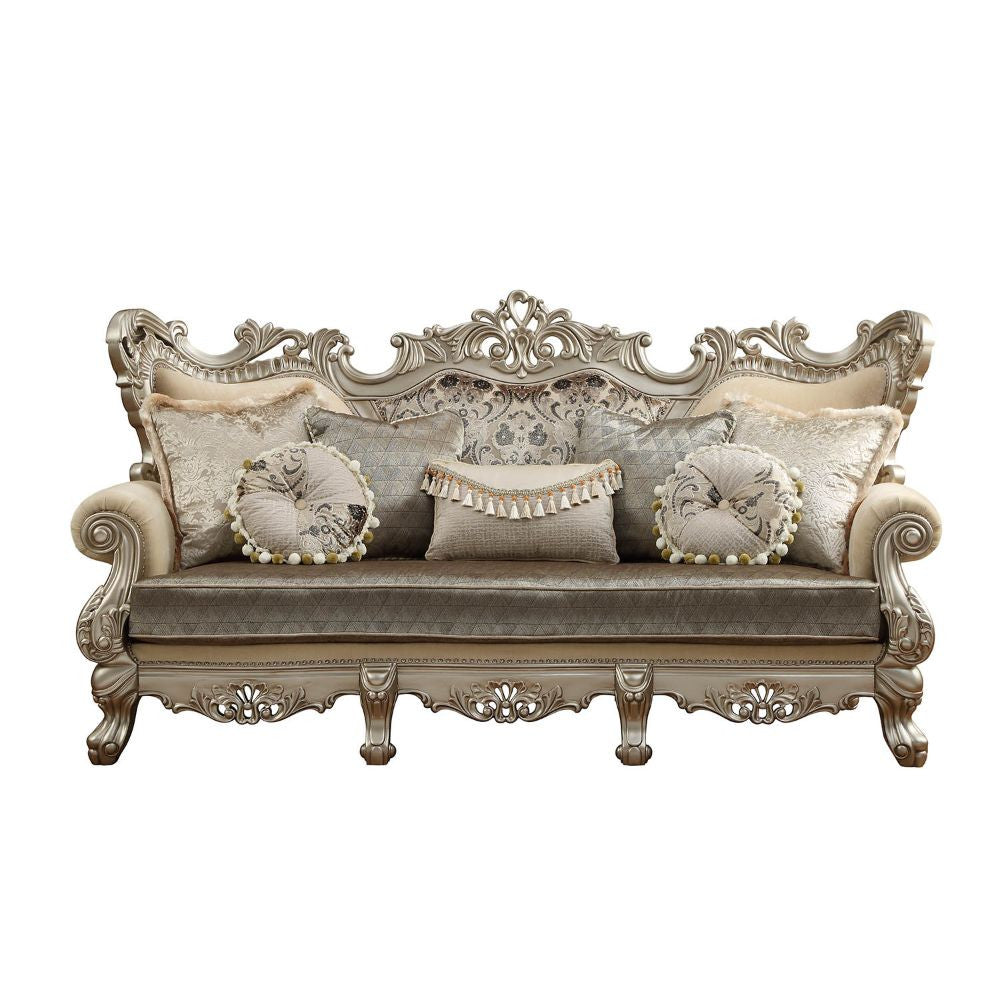 ACME 51040 Ranita Sofa with 7 Pillows, Fabric & Champagne (1Set/2Ctn)