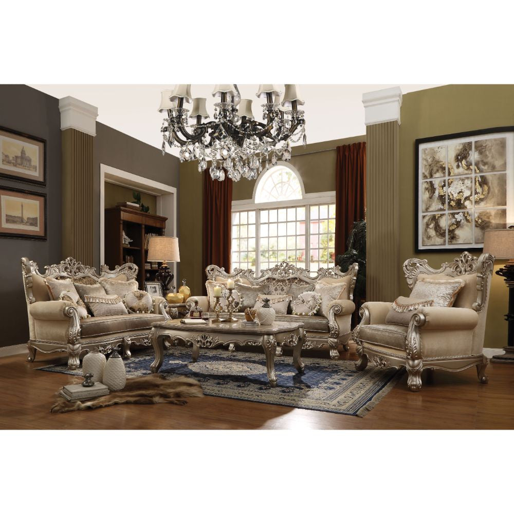 ACME 51040 Ranita Sofa with 7 Pillows, Fabric & Champagne (1Set/2Ctn)
