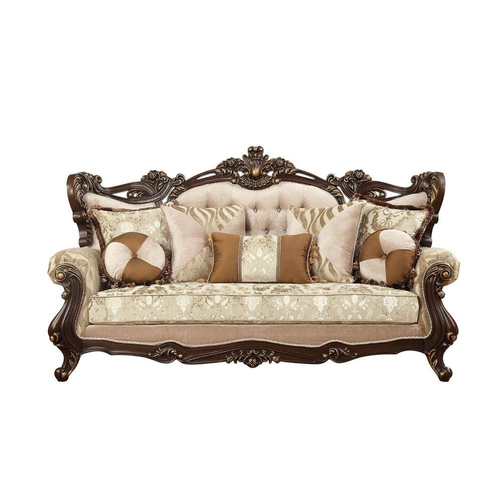 ACME 51050 Shalisa Sofa with 7 Pillows, Fabric & Walnut