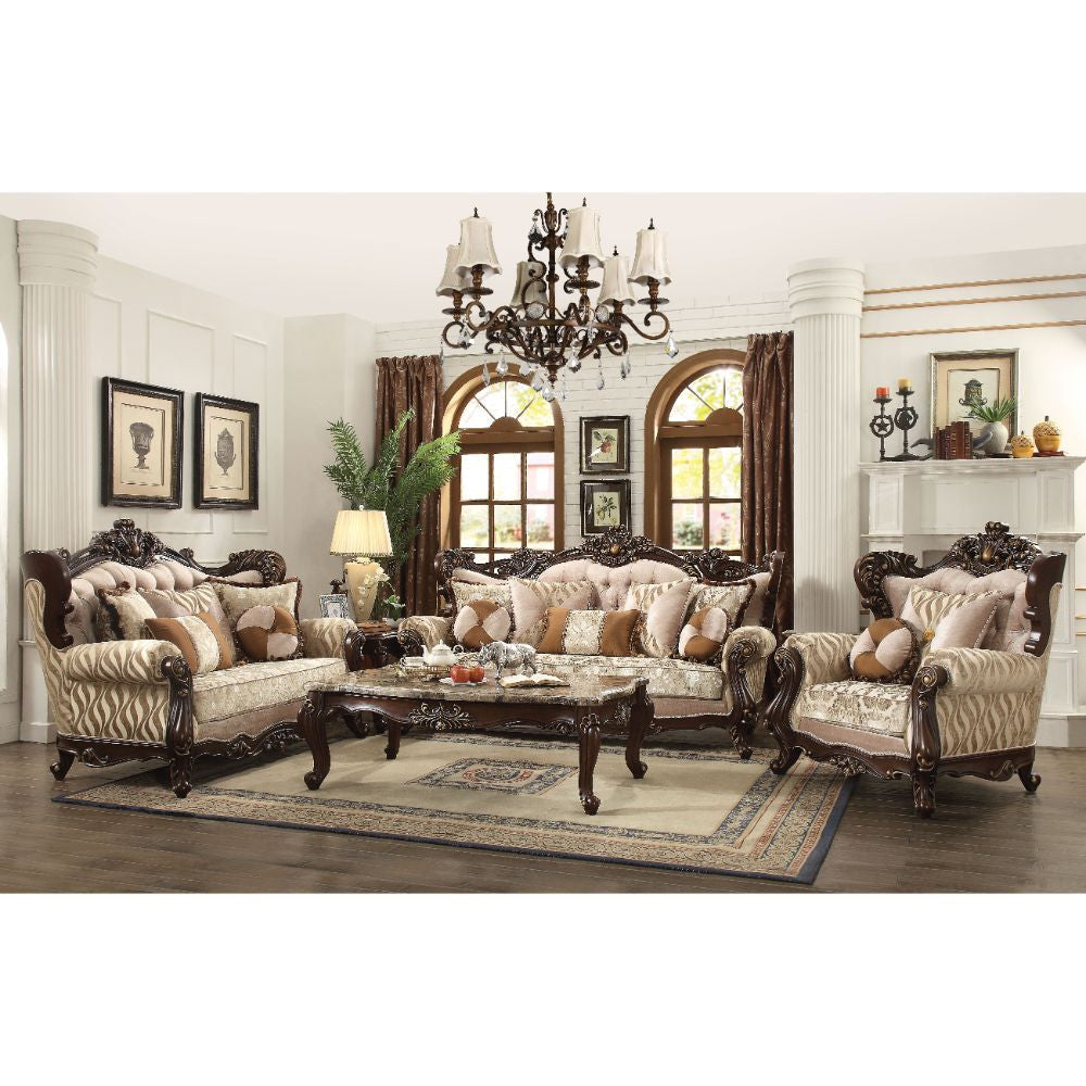 ACME 51050 Shalisa Sofa with 7 Pillows, Fabric & Walnut