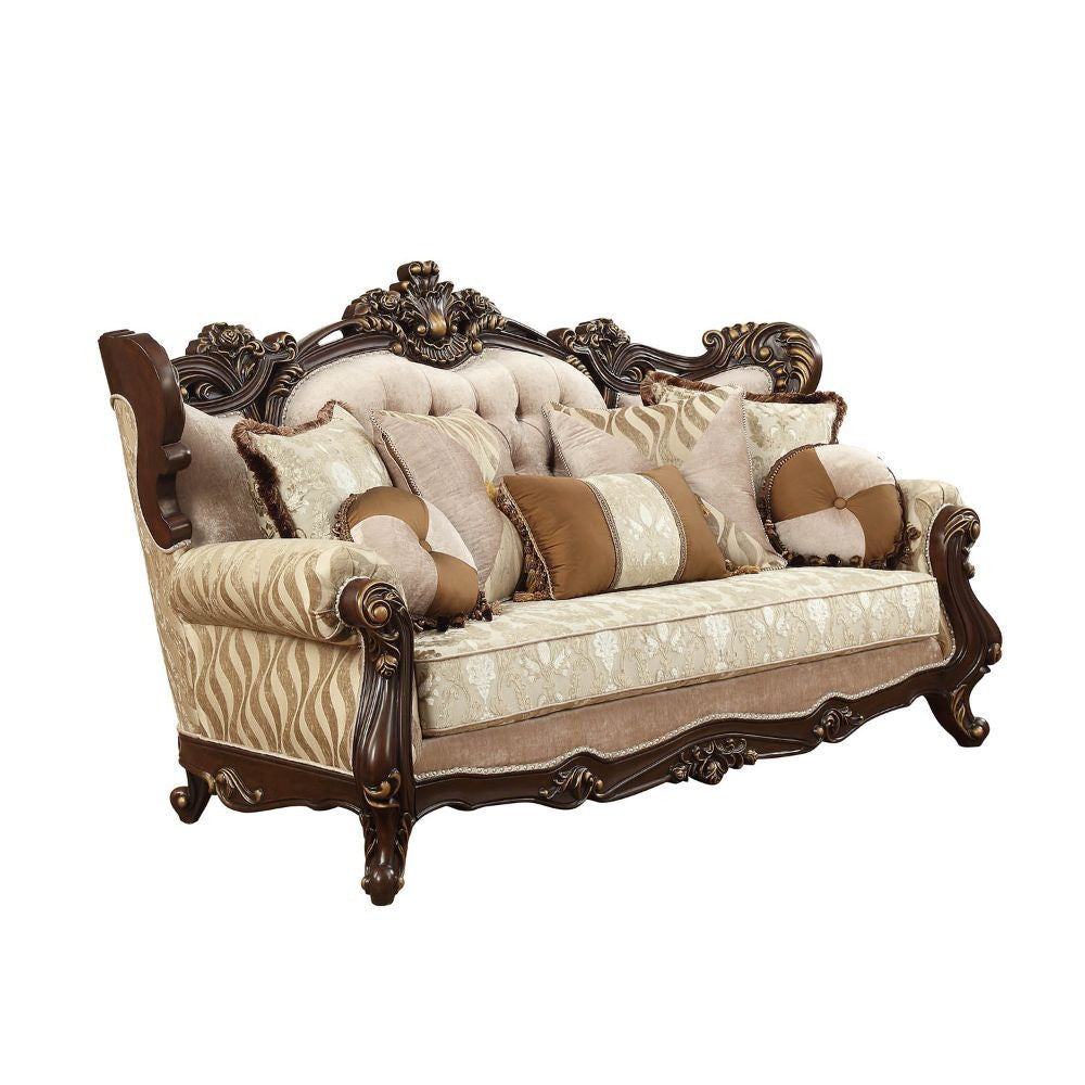 ACME 51050 Shalisa Sofa with 7 Pillows, Fabric & Walnut