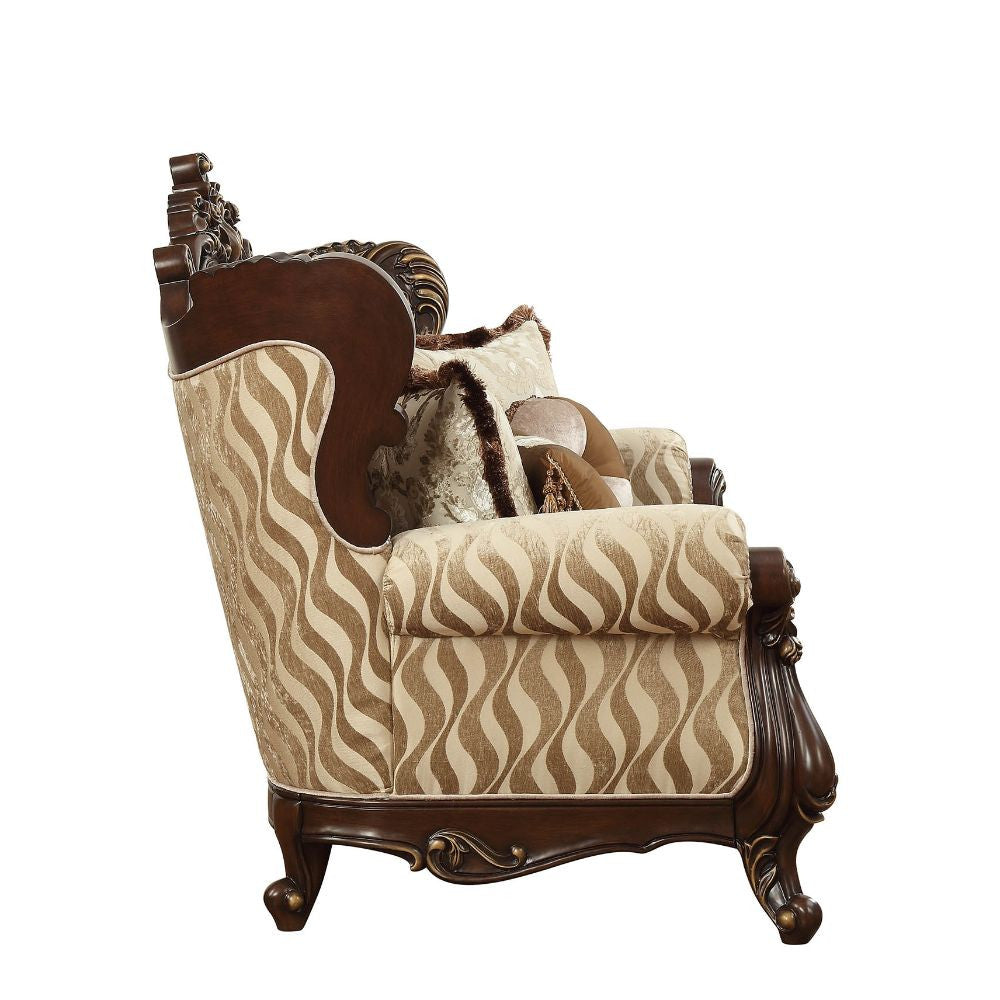 ACME 51051 Shalisa Loveseat with 5 Pillows, Fabric & Walnut