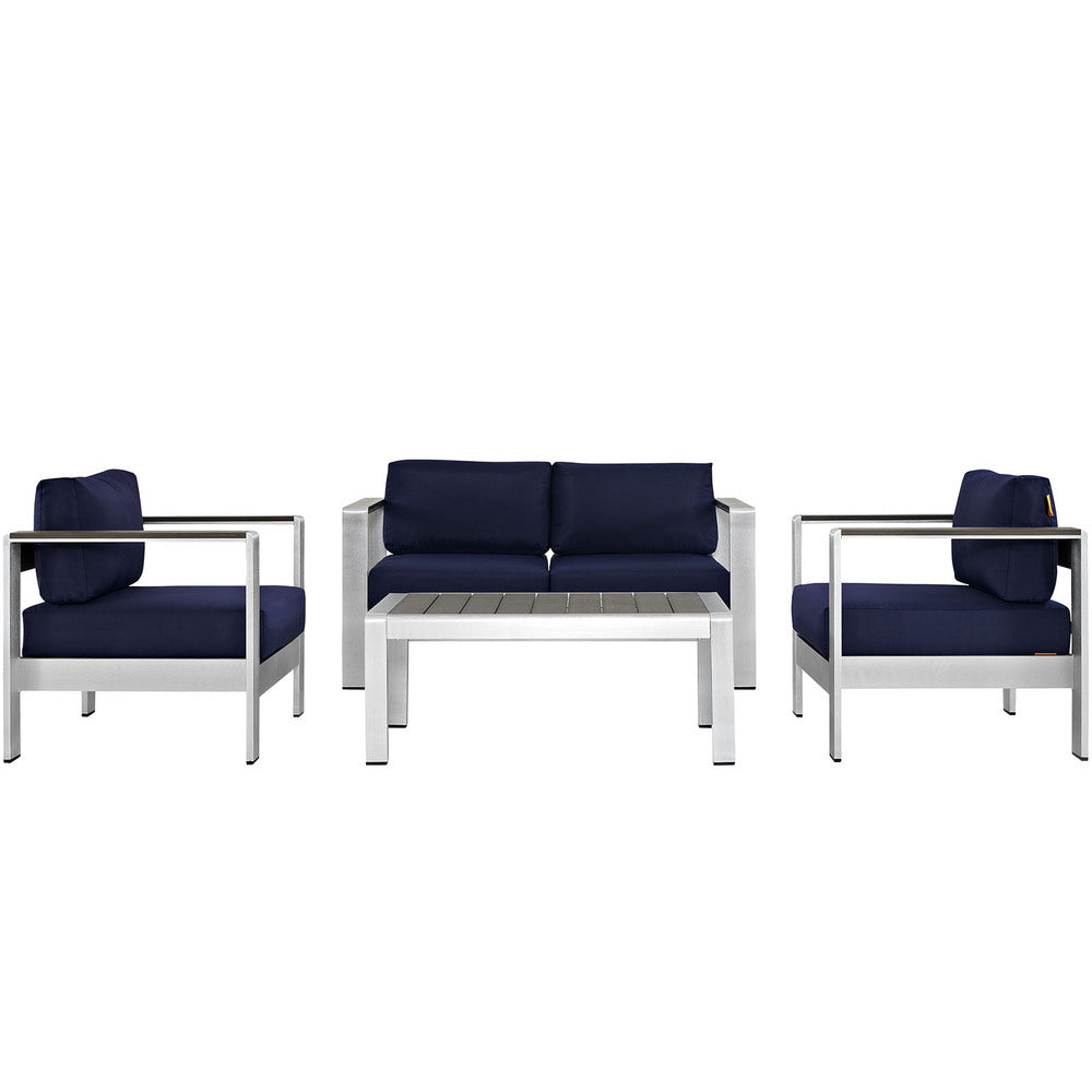 Modway EEI-2567 Shore 4 Piece Outdoor Patio Aluminum Sectional Sofa Set