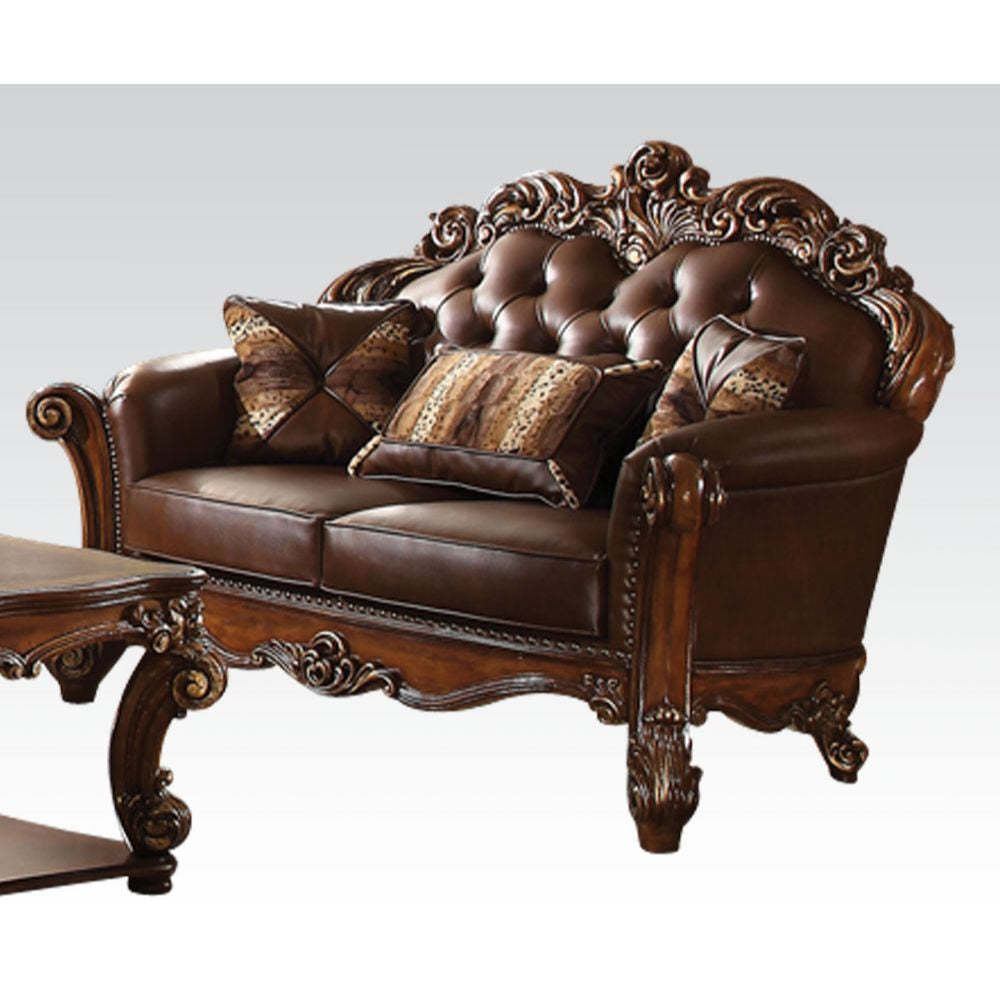 ACME 52002 Vendome Loveseat with 2 Pillows, Cherry PU