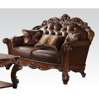 ACME 52002 Vendome Loveseat with 2 Pillows, Cherry PU