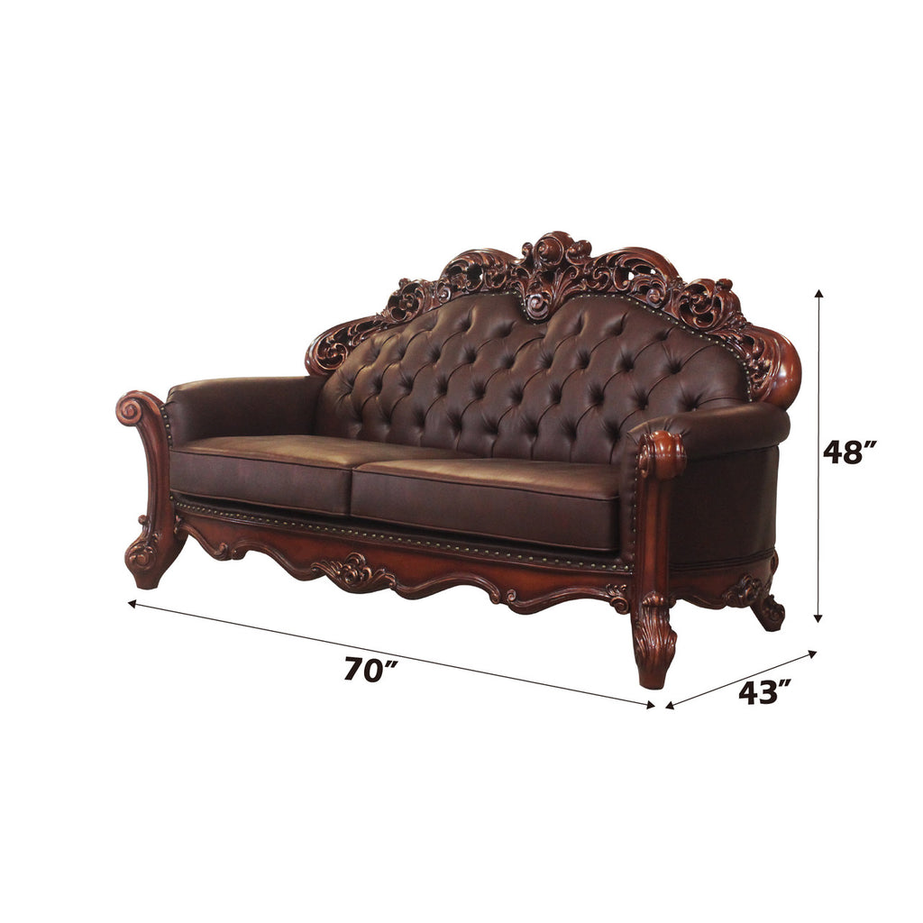 ACME 52002 Vendome Loveseat with 2 Pillows, Cherry PU
