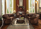 ACME 52080 Versailles Sofa with 5 Pillows, Brown Velvet & Cherry Oak