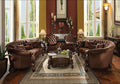 ACME 52080 Versailles Sofa with 5 Pillows, Brown Velvet & Cherry Oak