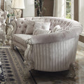ACME 52085 Versailles Sofa with 5 Pillows, Ivory Velvet & Bone White