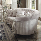 ACME 52085 Versailles Sofa with 5 Pillows, Ivory Velvet & Bone White
