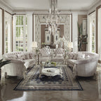 ACME 52085 Versailles Sofa with 5 Pillows, Ivory Velvet & Bone White  3