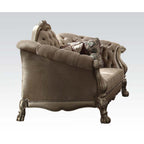 ACME 52091 Dresden Loveseat with 5 Pillows, Bone Velvet & Gold Patina