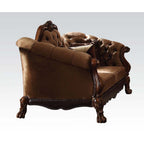 ACME 52096 Dresden Loveseat with 5 Pillows, Golden Brown Velvet & Cherry Oak