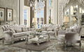ACME 52105 Versailles Sofa with 5 Pillows, Ivory Velvet & Bone White