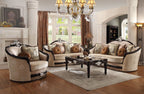ACME 52110 Ernestine Sofa with 7 Pillows, Tan Fabric & Black