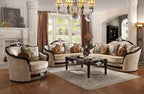 ACME 52110 Ernestine Sofa with 7 Pillows, Tan Fabric & Black