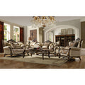 ACME 52116 Latisha Loveseat with 5 Pillows, Tan, Pattern Fabric & Antique Oak