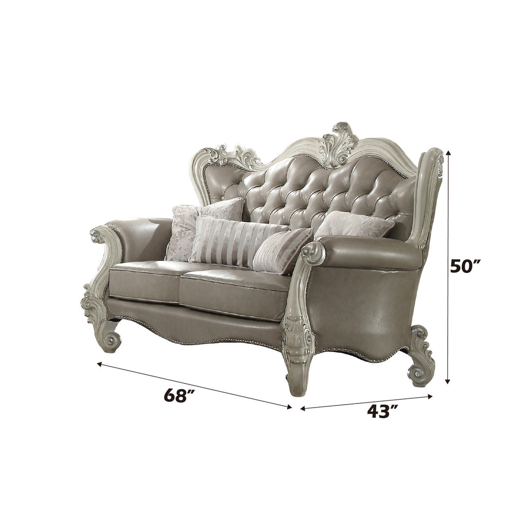 ACME 52126 Versailles KD Antique White Loveseat  2