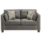 ACME 52406 Laurissa Loveseat with 4 Pillows, Light Charcoal Linen