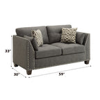 ACME 52406 Laurissa Loveseat with 4 Pillows, Light Charcoal Linen