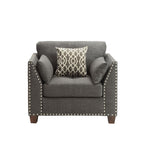 ACME 52407 Laurissa Chair with 3 Pillows, Light Charcoal Linen