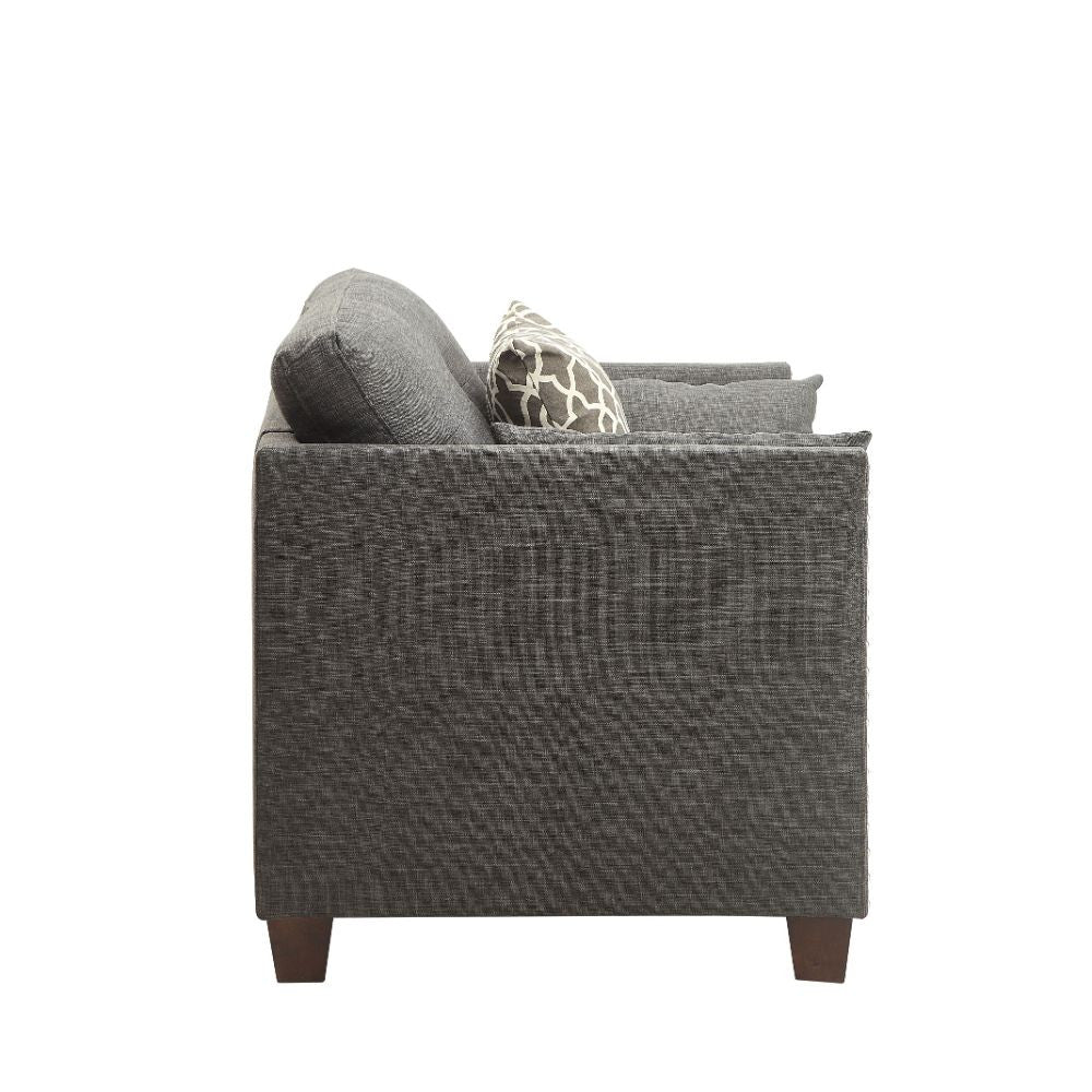 ACME 52407 Laurissa Chair with 3 Pillows, Light Charcoal Linen