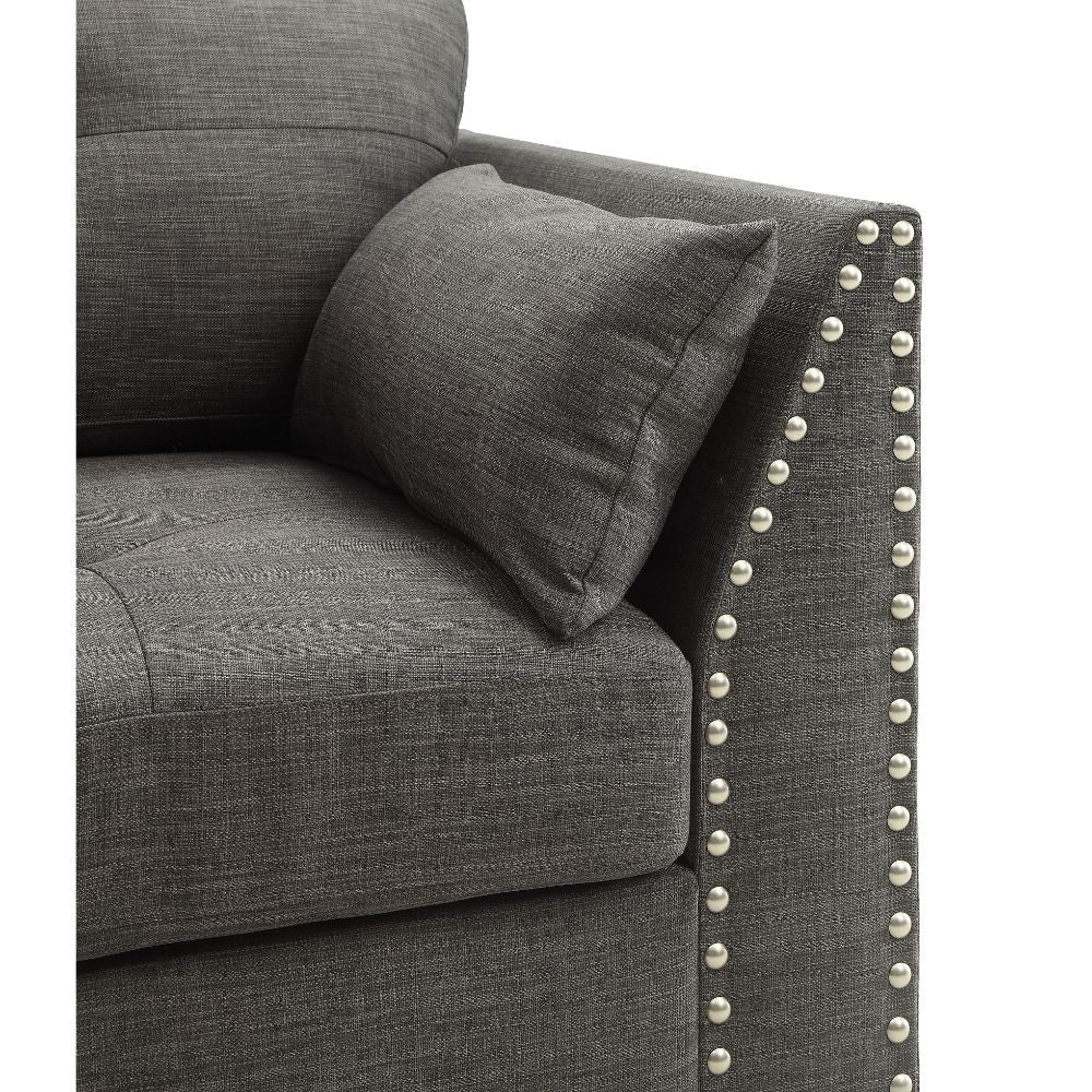 ACME 52407 Laurissa Chair with 3 Pillows, Light Charcoal Linen