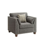 ACME 52407 Laurissa Chair with 3 Pillows, Light Charcoal Linen