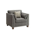 ACME 52407 Laurissa Chair with 3 Pillows, Light Charcoal Linen