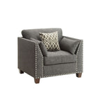 ACME 52407 Laurissa Chair with 3 Pillows, Light Charcoal Linen