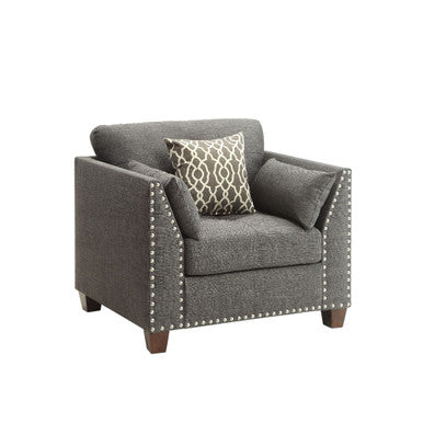 ACME 52407 Laurissa Chair with 3 Pillows, Light Charcoal Linen
