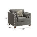 ACME 52407 Laurissa Chair with 3 Pillows, Light Charcoal Linen