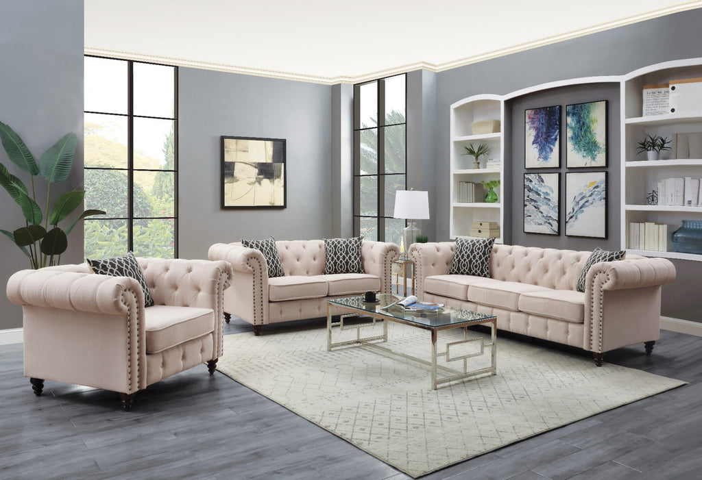 ACME 52422 Aurelia Chair with 1 Pillow, Beige Linen