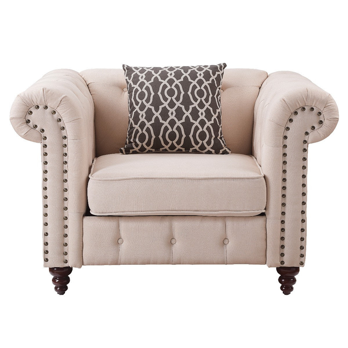 ACME 52422 Aurelia Chair with 1 Pillow, Beige Linen