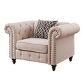 ACME 52422 Aurelia Chair with 1 Pillow, Beige Linen