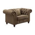 ACME 52427 Aurelia Chair with 1 Pillow, Brown Color Linen