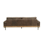 ACME 52475 Silchester Sofa, Oak & Distress Chocolate Top Grain Leather