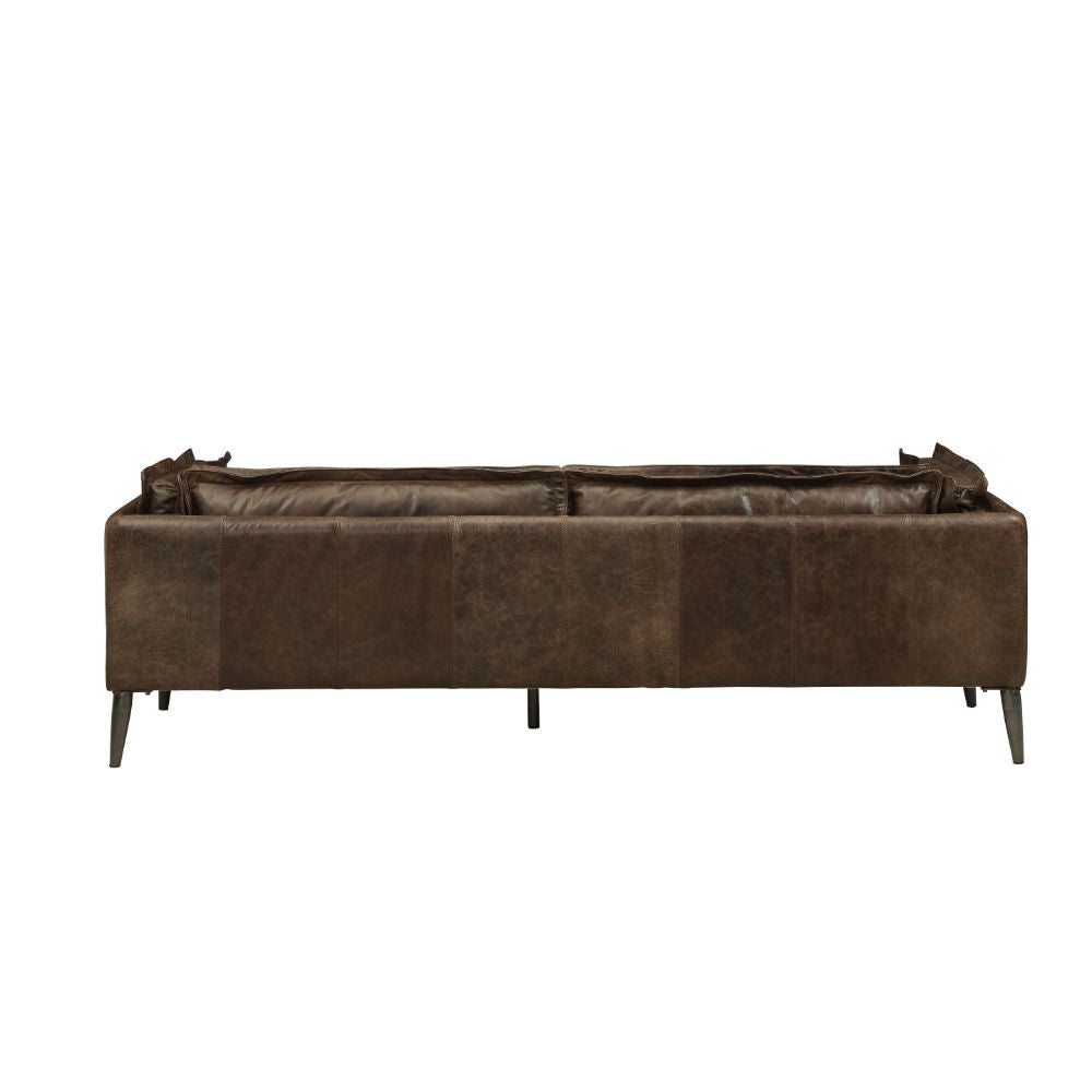 ACME 52480 Porchester Sofa, Distress Chocolate Top Grain Leather